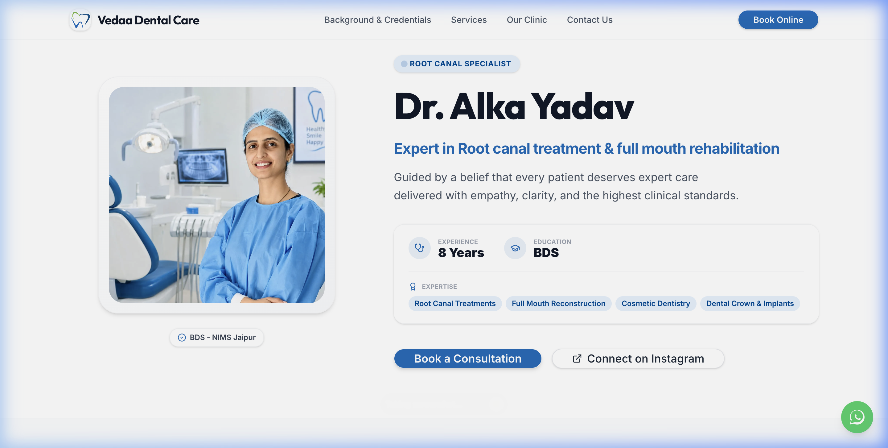 Vedaa Dental Care Hero Preview